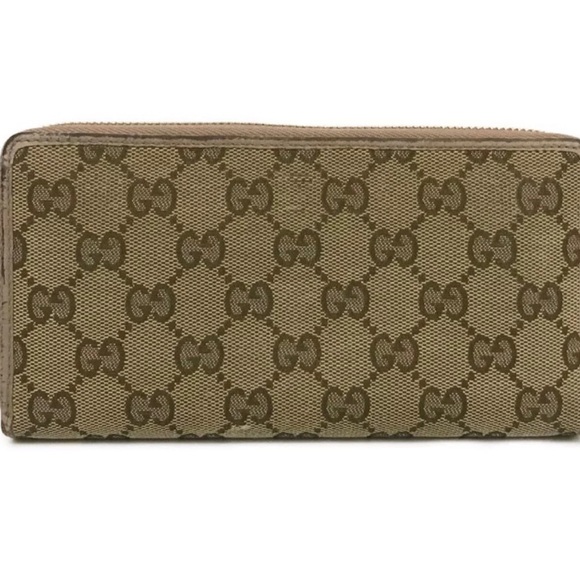 GUCCI GG Logo Canvas Zip Around Long Wallet - Picture 2 of 8
